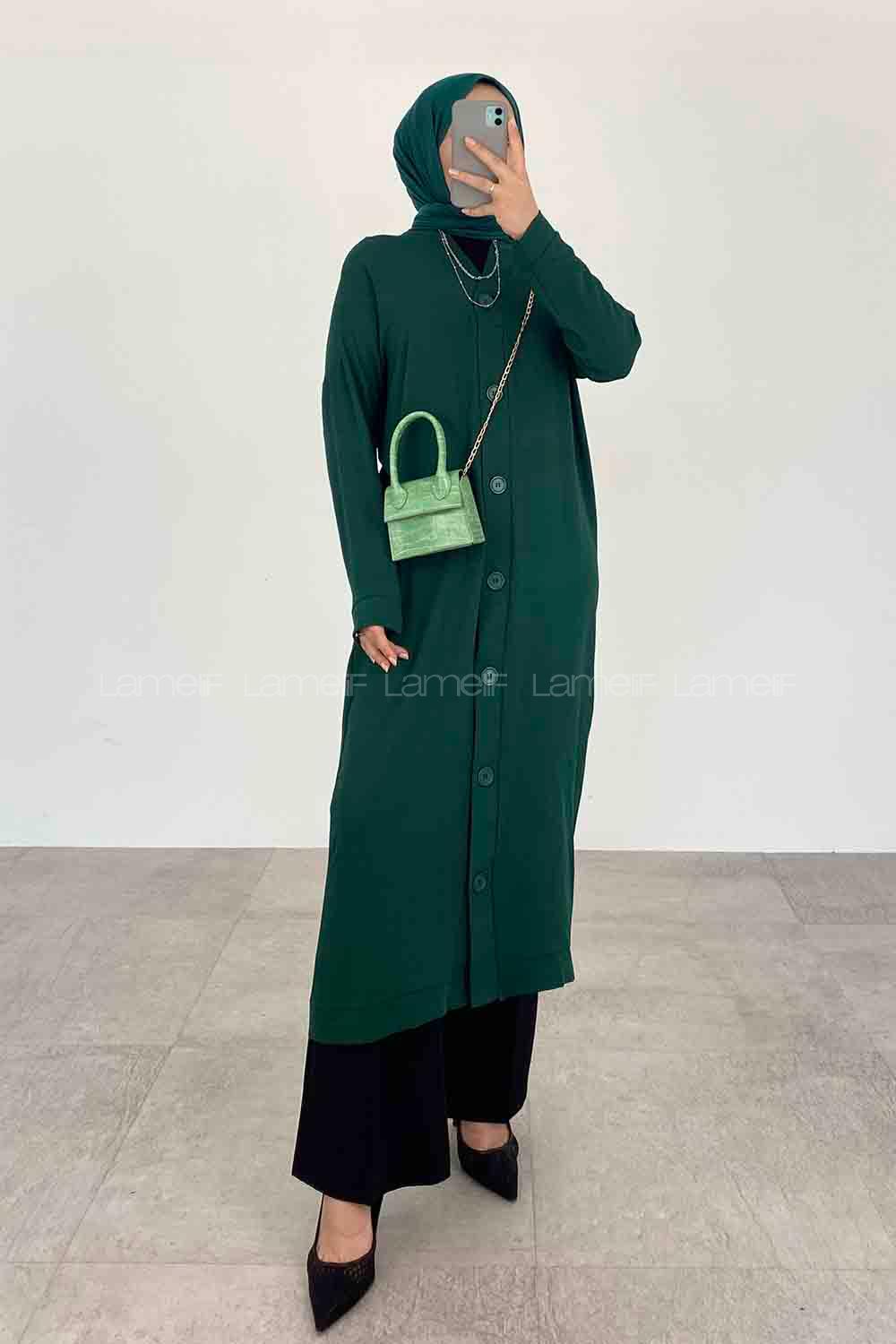 Emerald Green V Neck Long Arm Ayrobin Cardigan