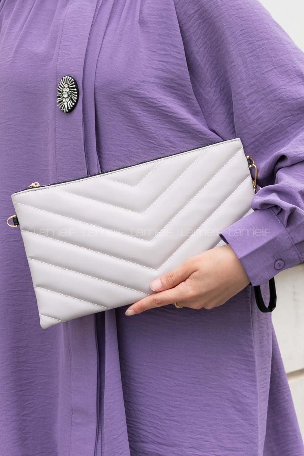 Light Grey Buckle Skin Hand Bag Bag