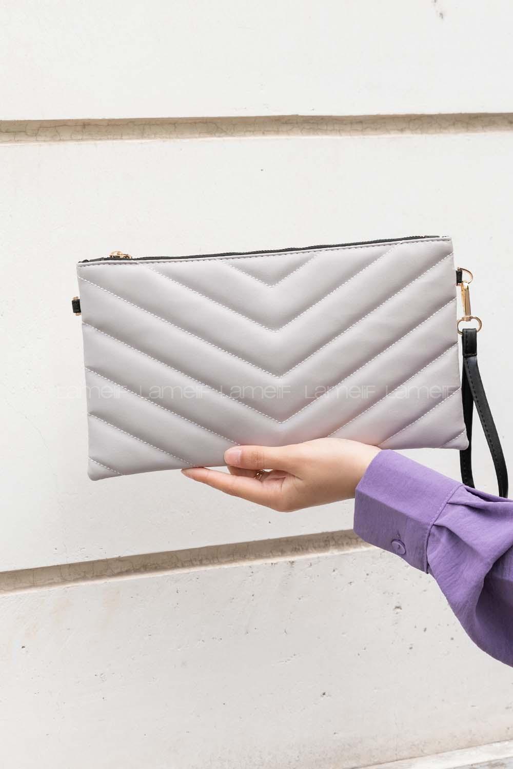 Light Grey Buckle Skin Hand Bag Bag