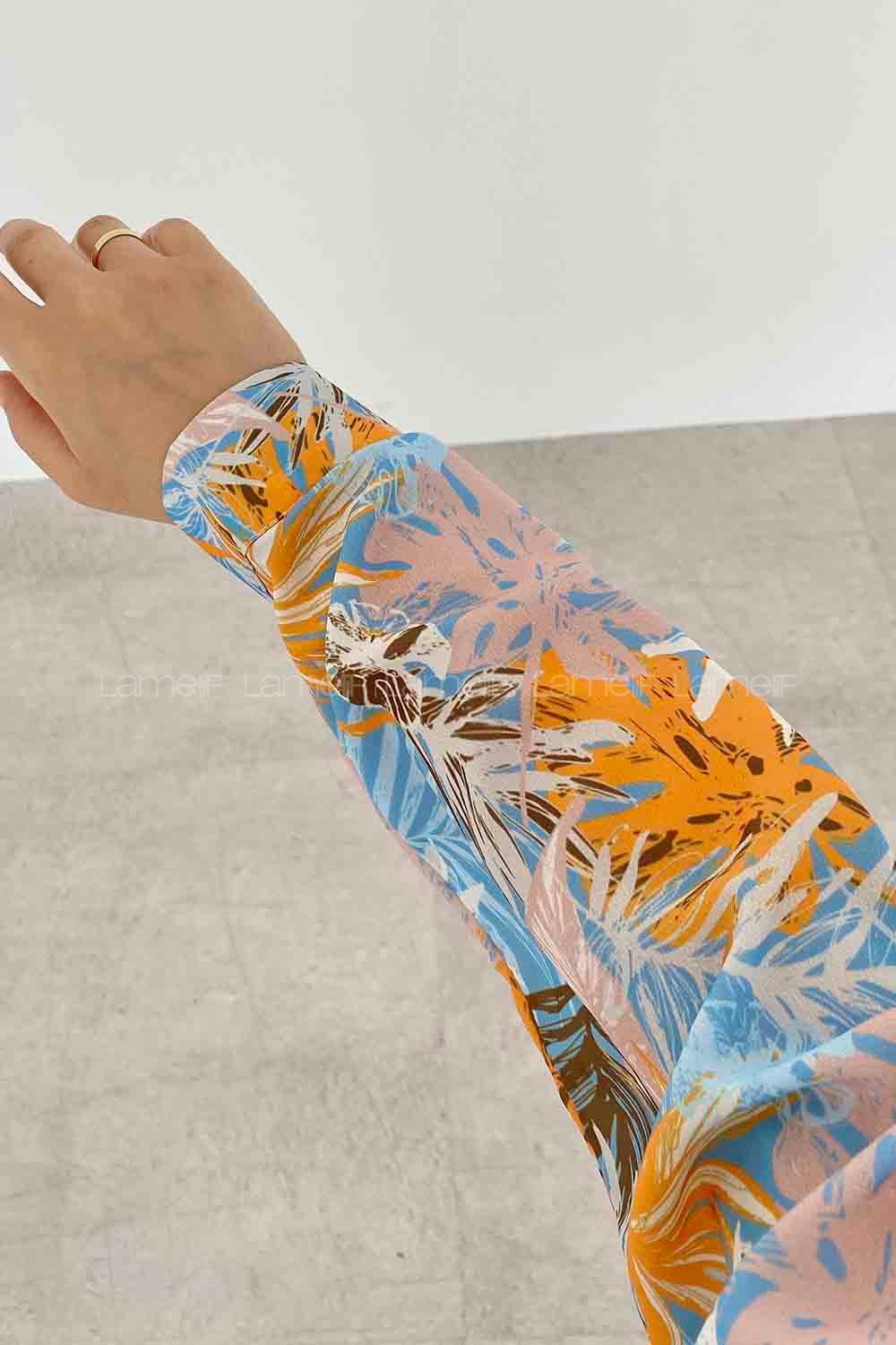 Blue Shirt Collar Long Arm Cotton Printed Shirt