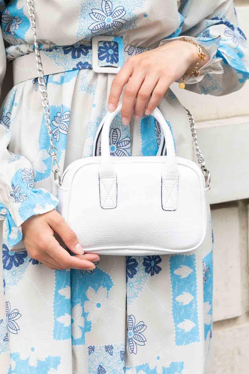 White Buckle Skin Hand Bag Bag