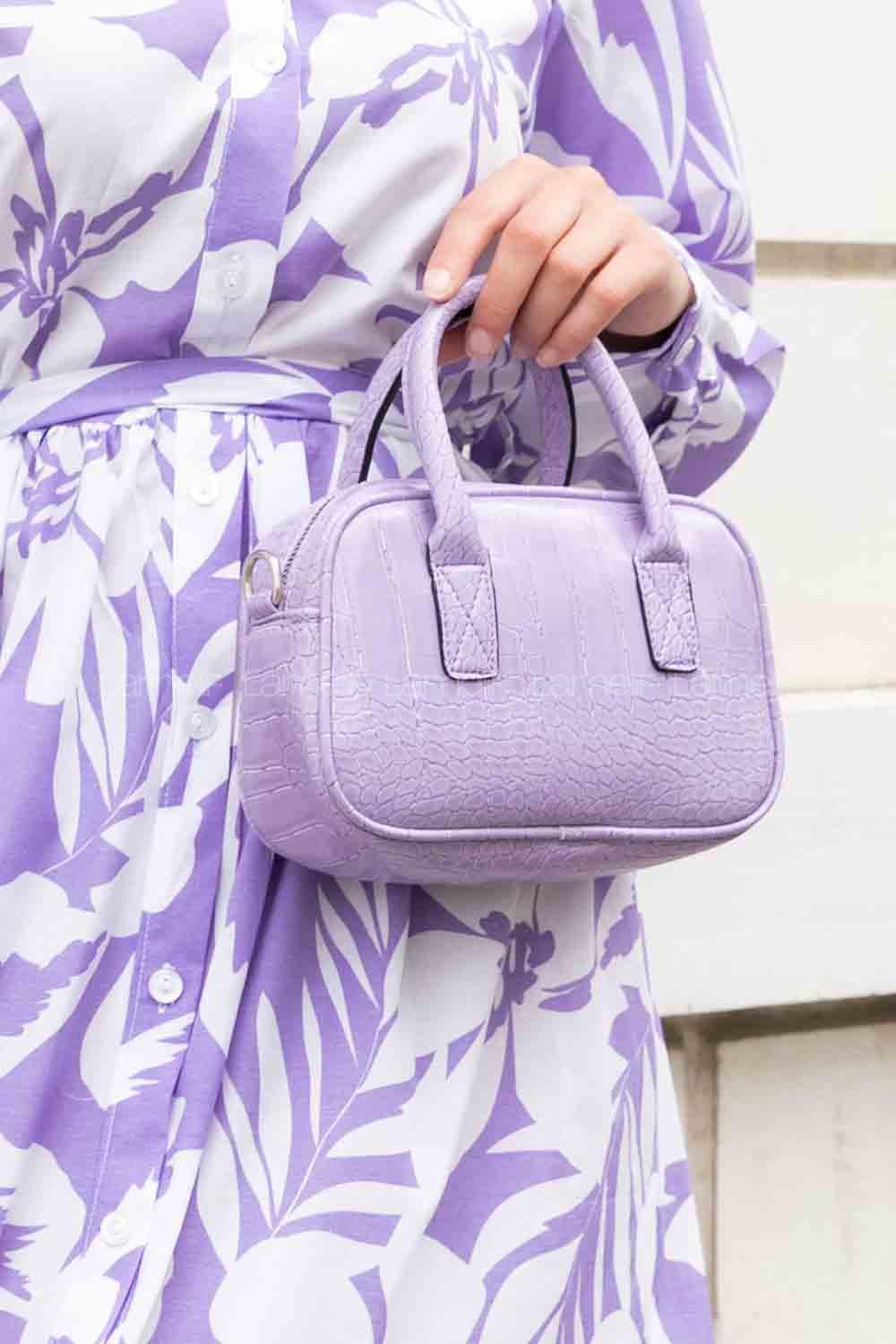 Lilac Buckle Skin Hand Bag Bag