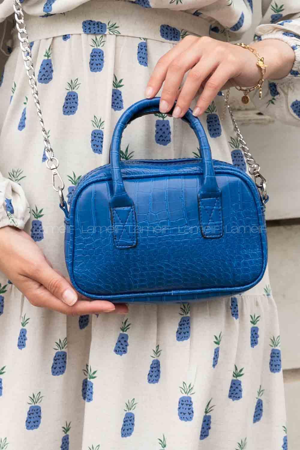 Blue Buckle Skin Hand Bag Bag