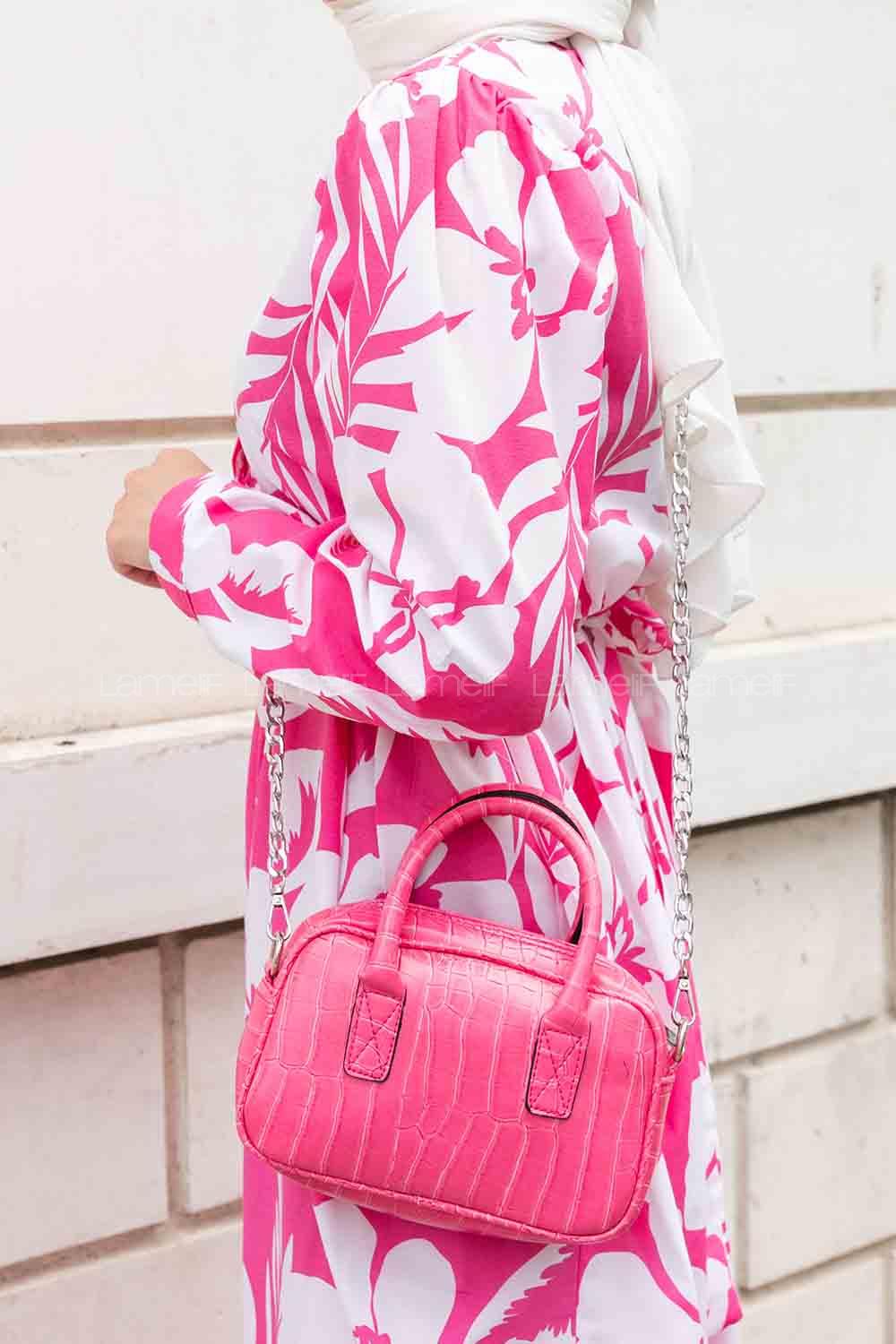 Pink Buckle Skin Hand Bag Bag