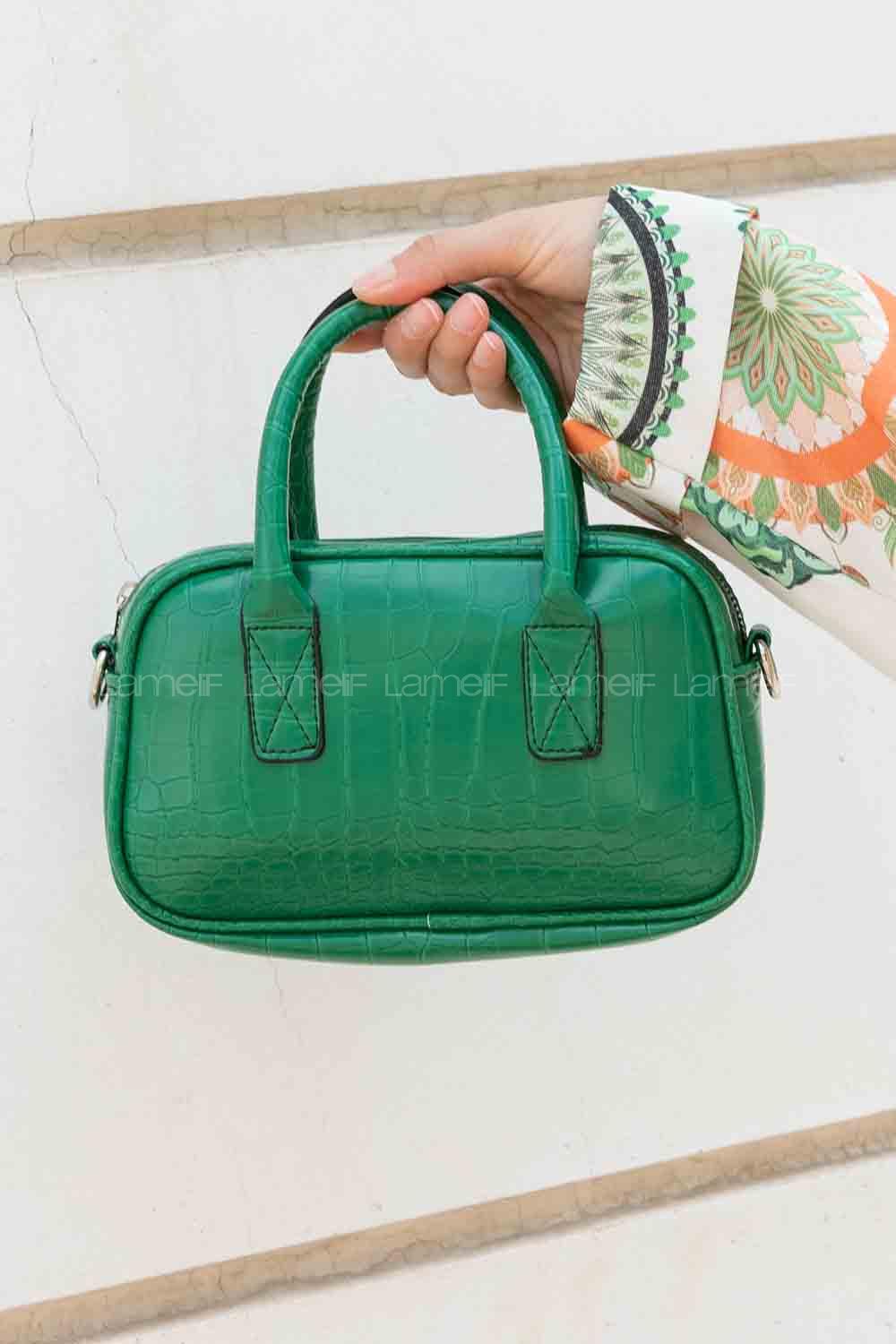Green Buckle Skin Hand Bag Bag