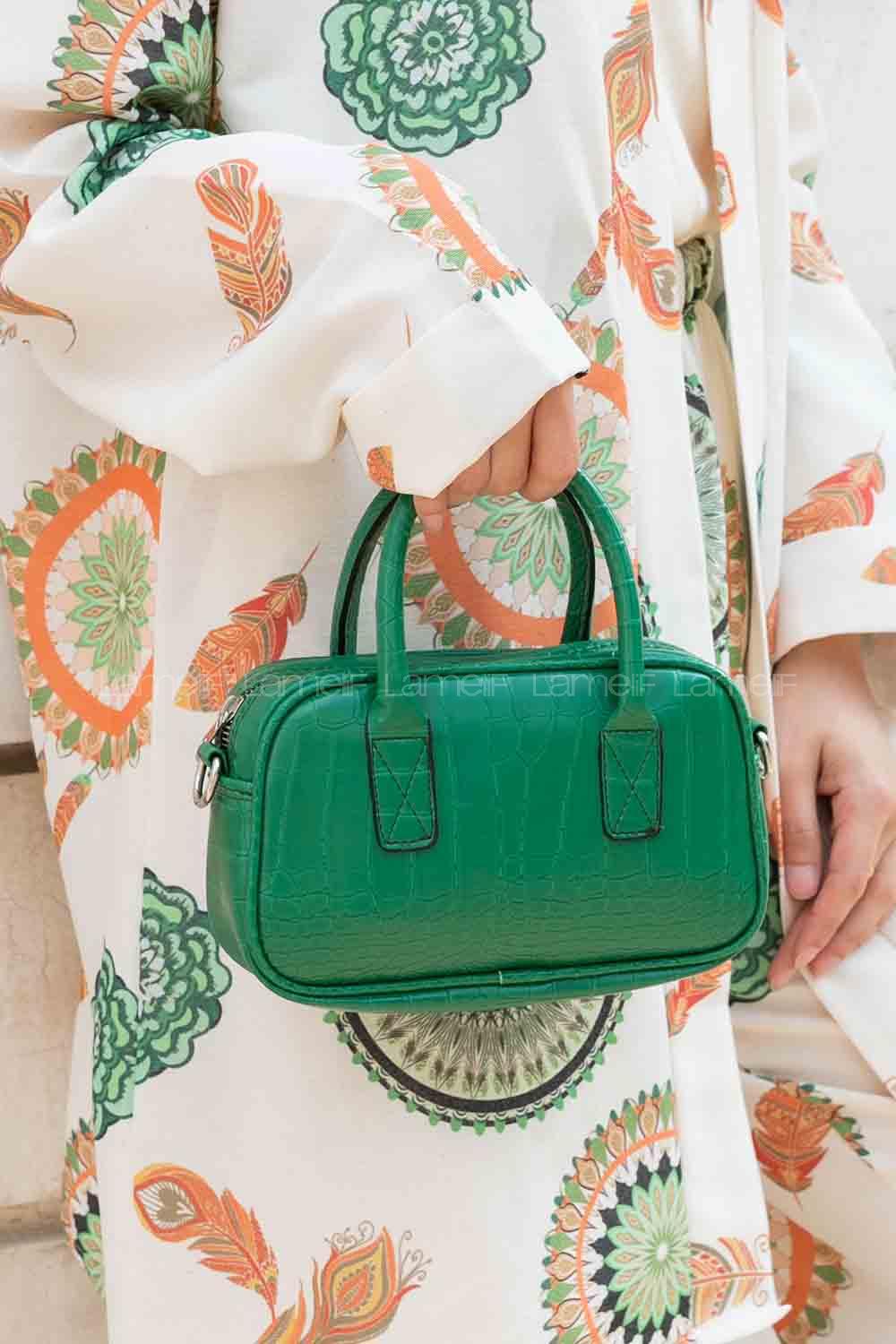 Green Buckle Skin Hand Bag Bag