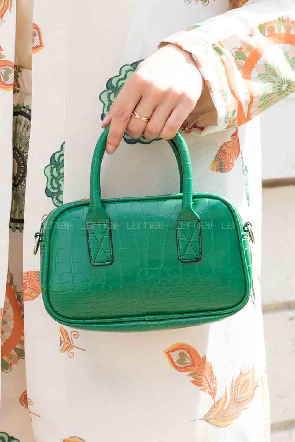 Green Buckle Skin Hand Bag Bag