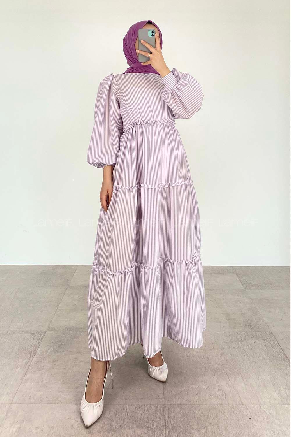 Lilac22 Crew Neck Acrylic Unprinted Dresess