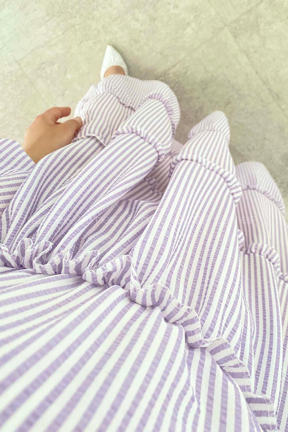 Lilac22 Crew Neck Acrylic Unprinted Dresess