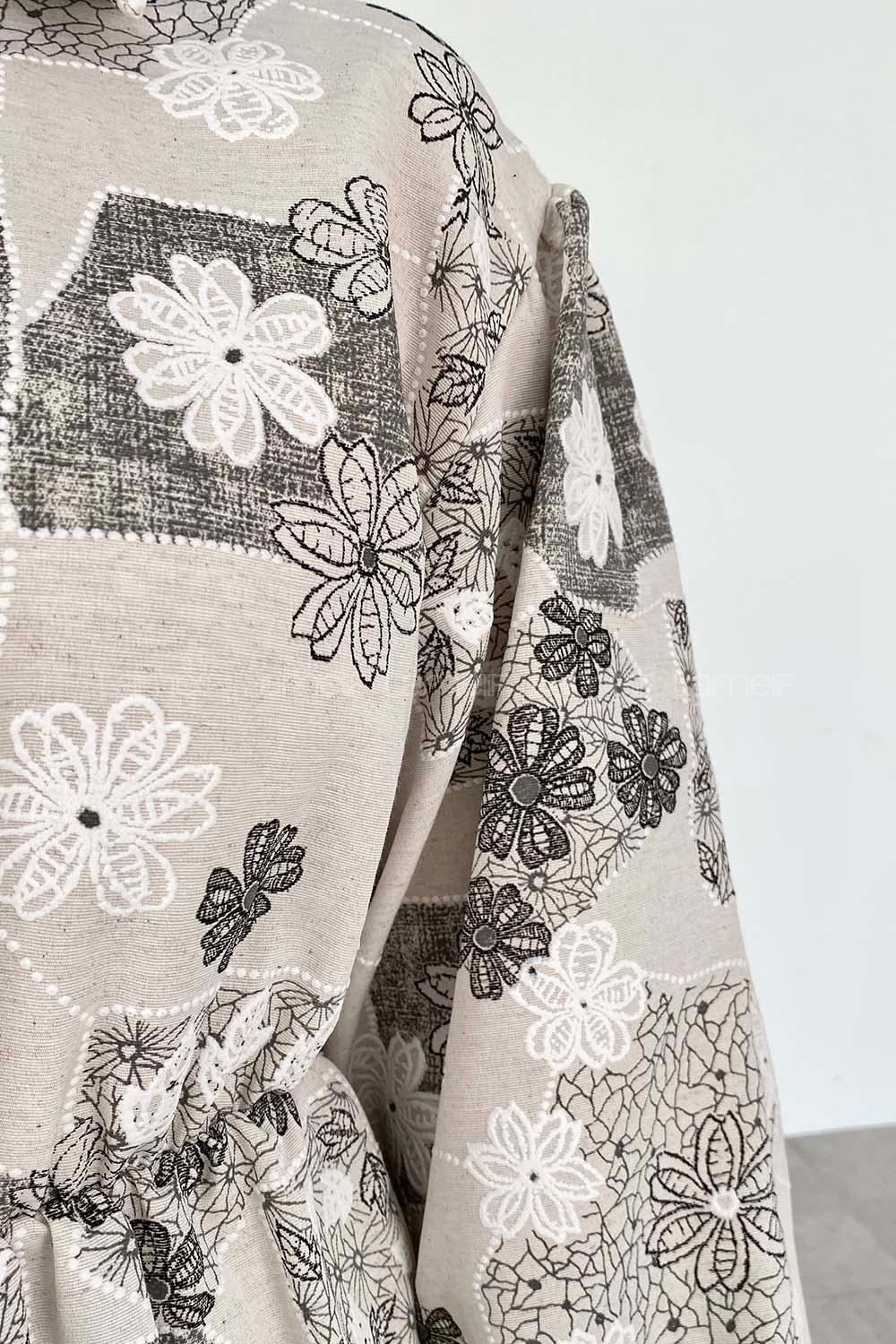 Sophisticated Gray Shirt Collar Viscose Fabric Printed Dresess