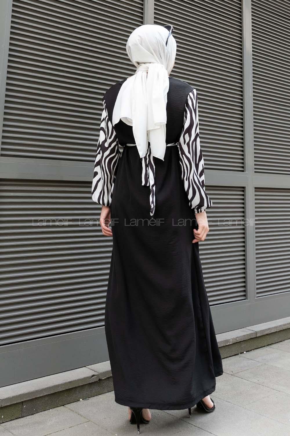 Black Crew Neck Ayrobin Printed Dresess