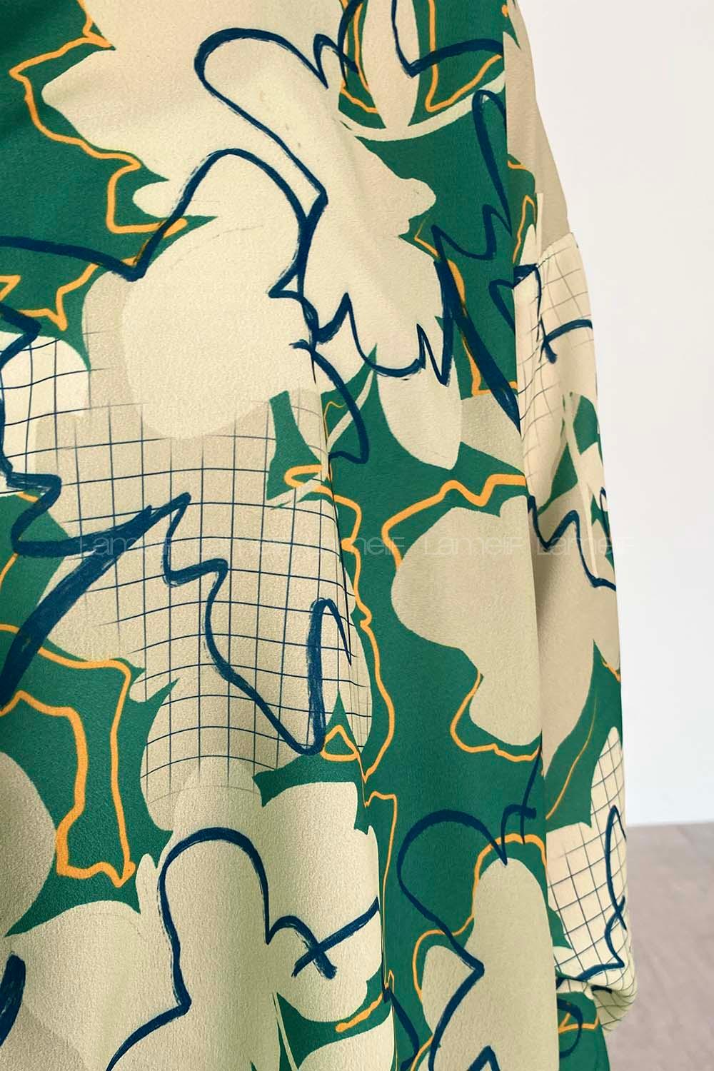 Green Shirt Collar Long Arm Cotton Printed Shirt