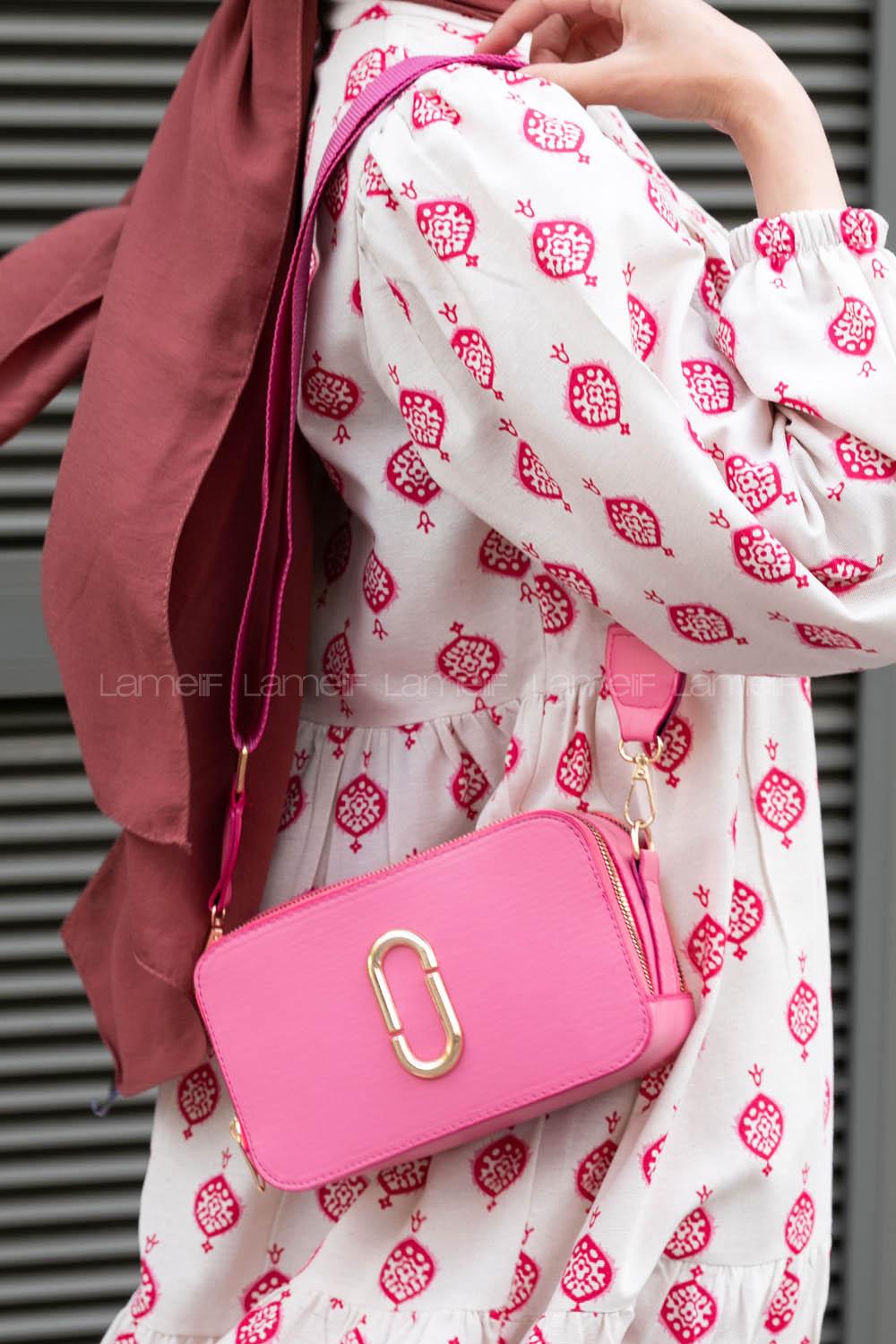 Pink Buckle Skin Hand Bag Bag