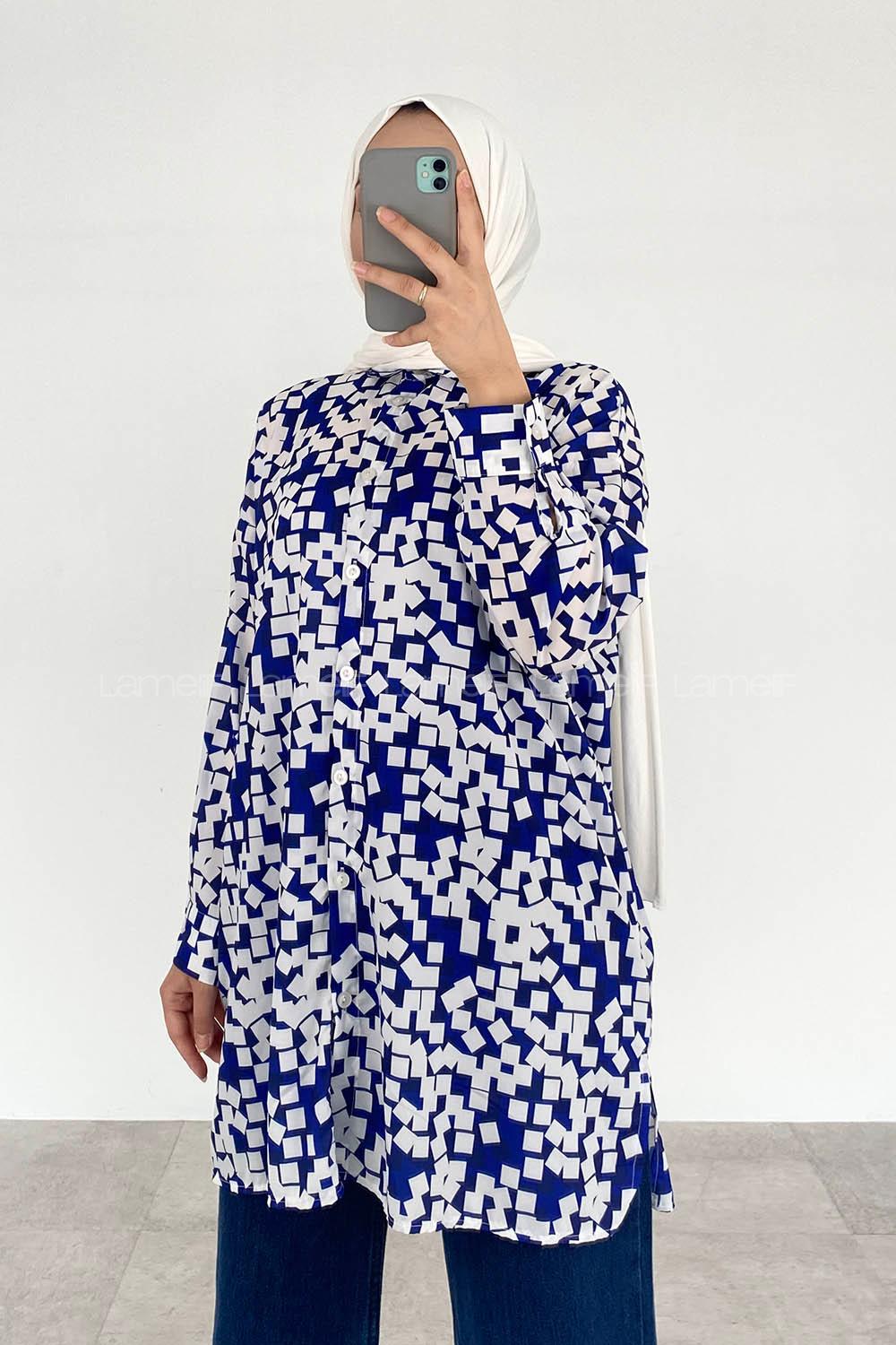 Saxe Shirt Collar Long Arm Viscose Fabric Printed Shirt