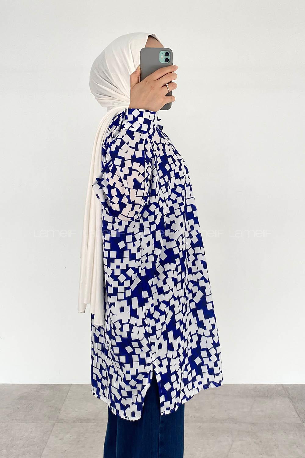 Saxe Shirt Collar Long Arm Viscose Fabric Printed Shirt