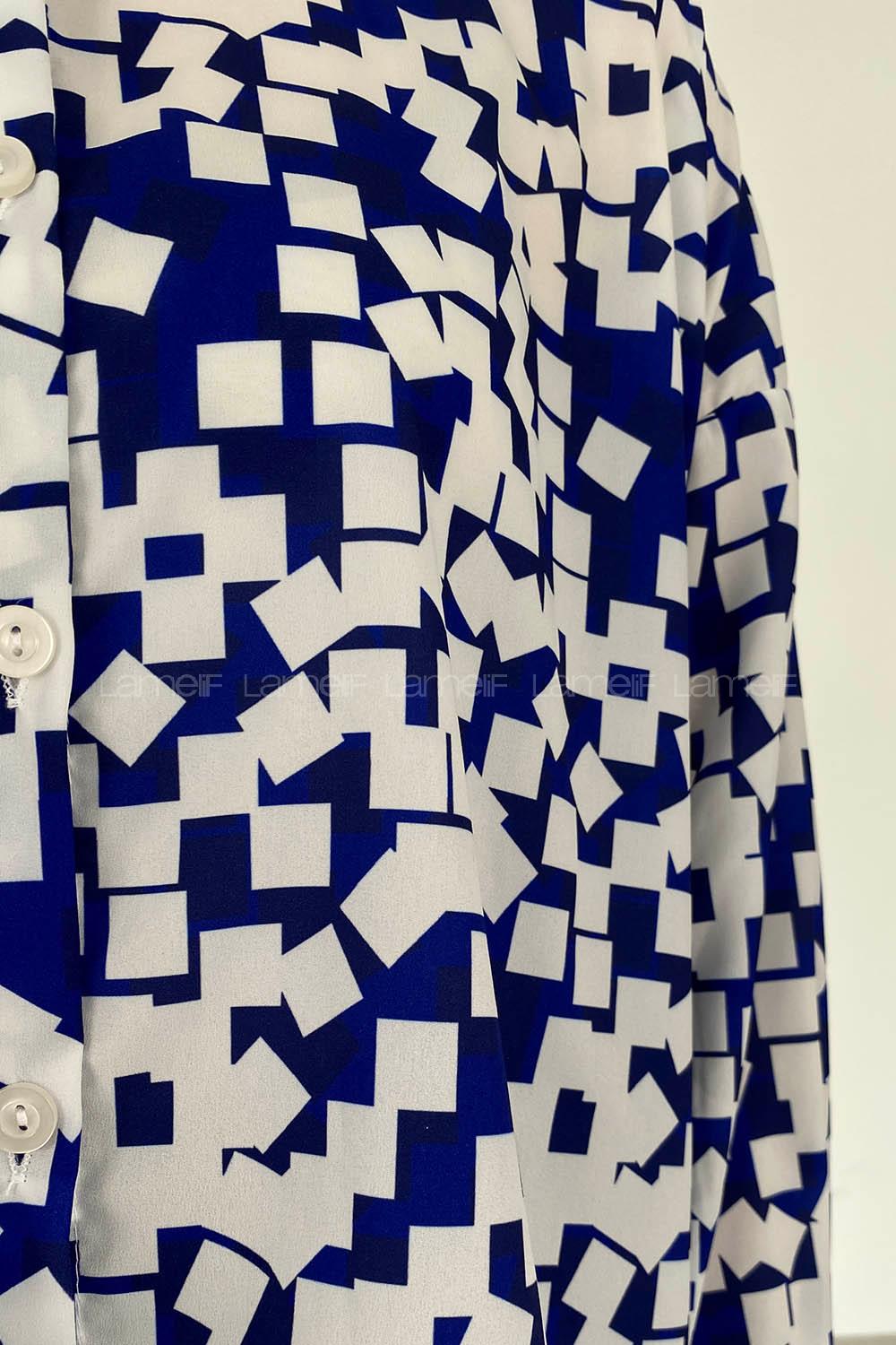 Saxe Shirt Collar Long Arm Viscose Fabric Printed Shirt