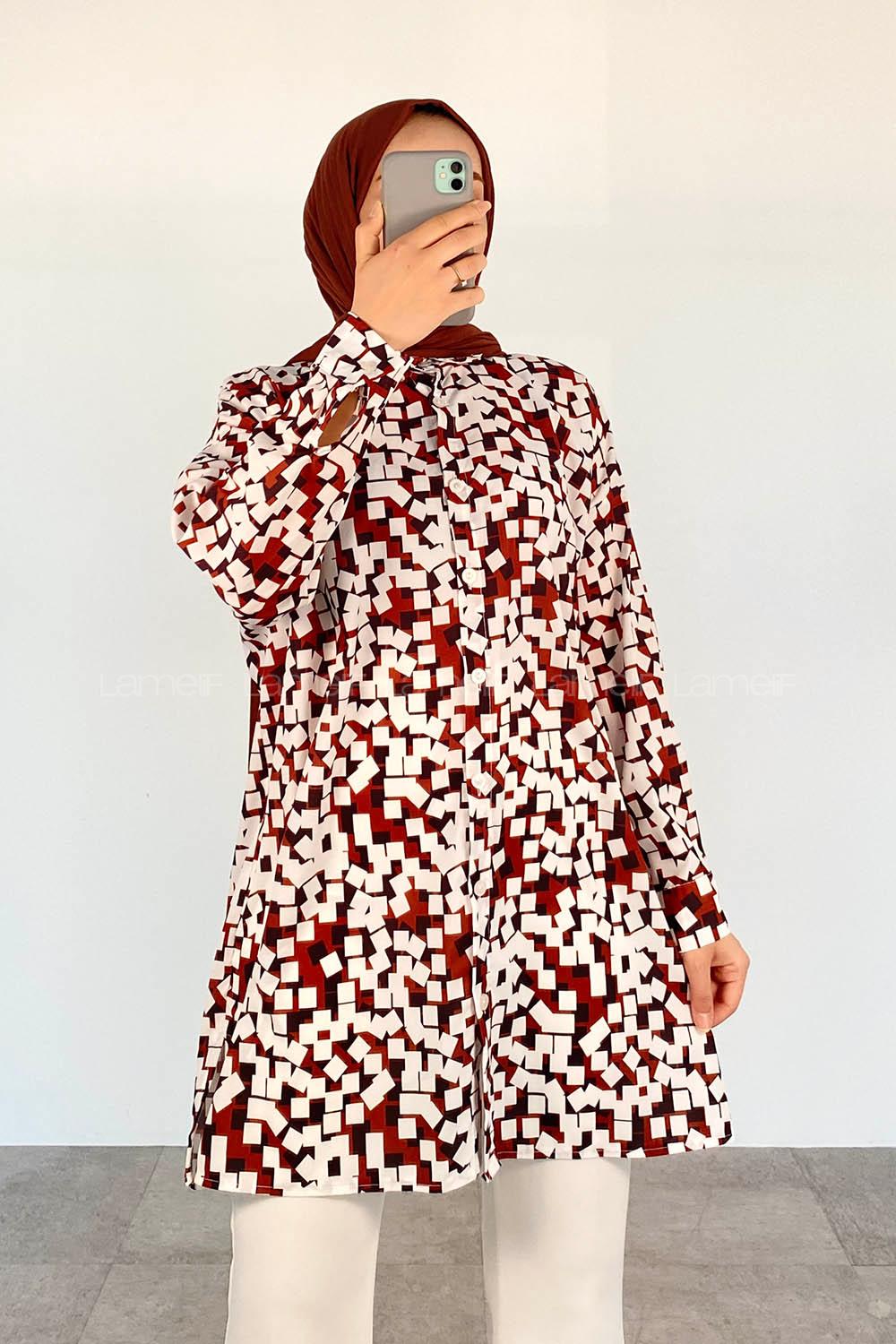 Tan Shirt Collar Long Arm Viscose Fabric Printed Shirt