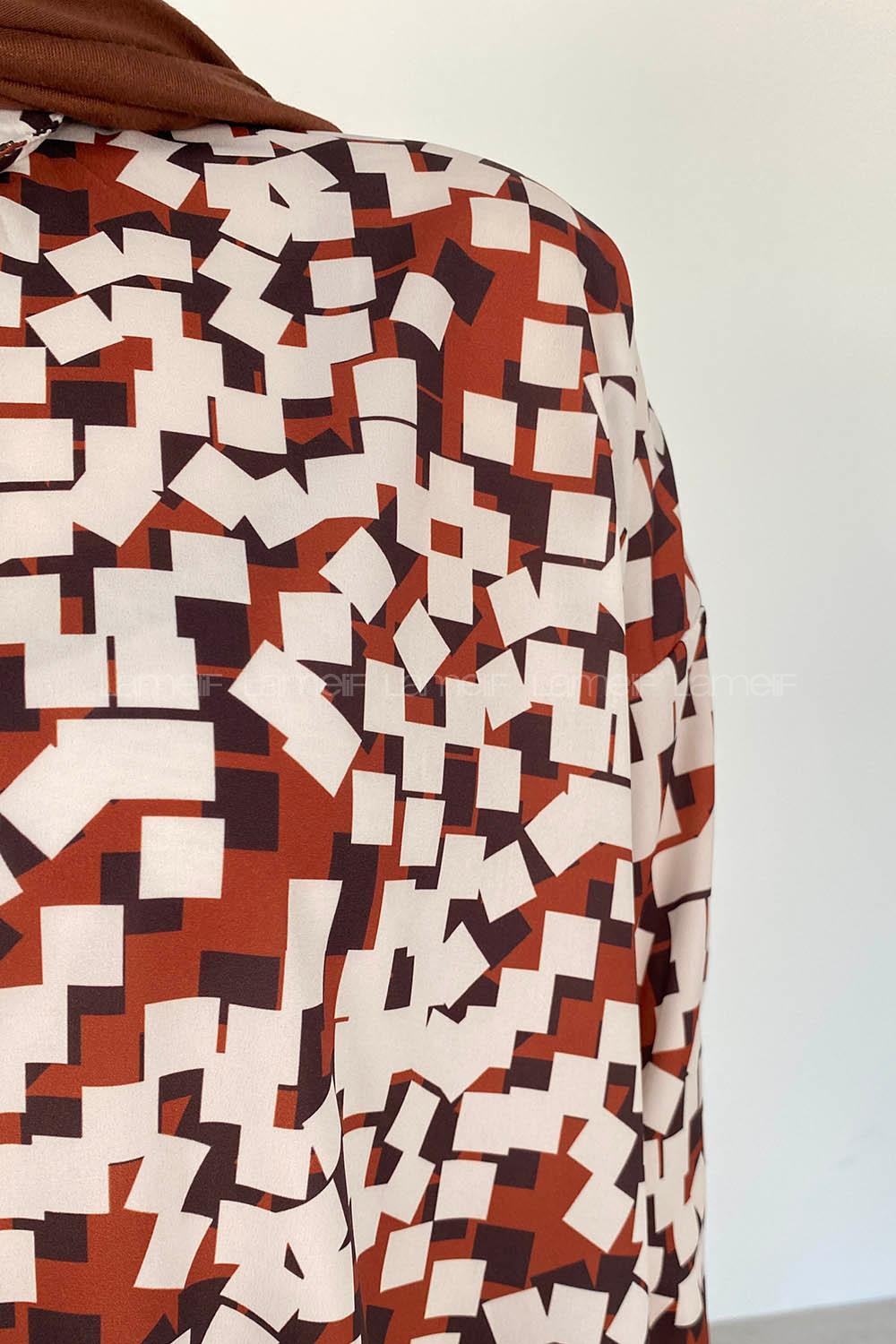 Tan Shirt Collar Long Arm Viscose Fabric Printed Shirt