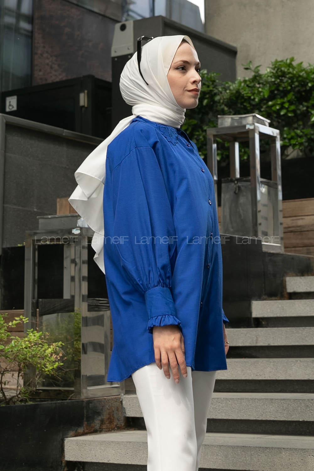 Saxe Shirt Collar Long Arm Cotton Unprinted Shirt