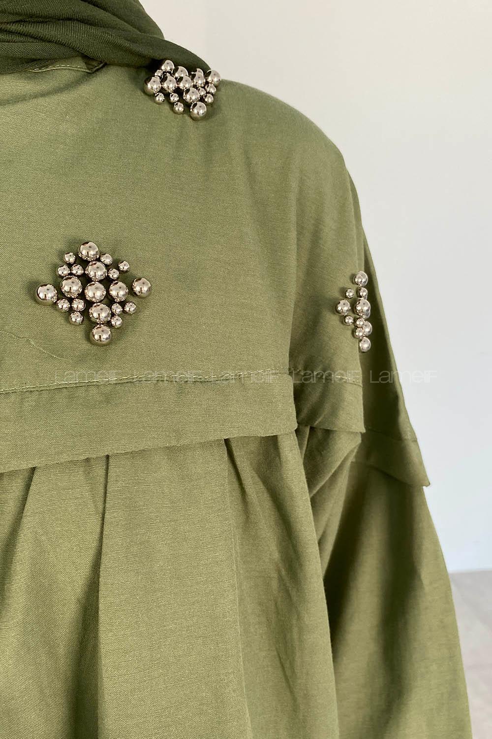 Khaki Shirt Collar Long Arm Cotton Unprinted Shirt