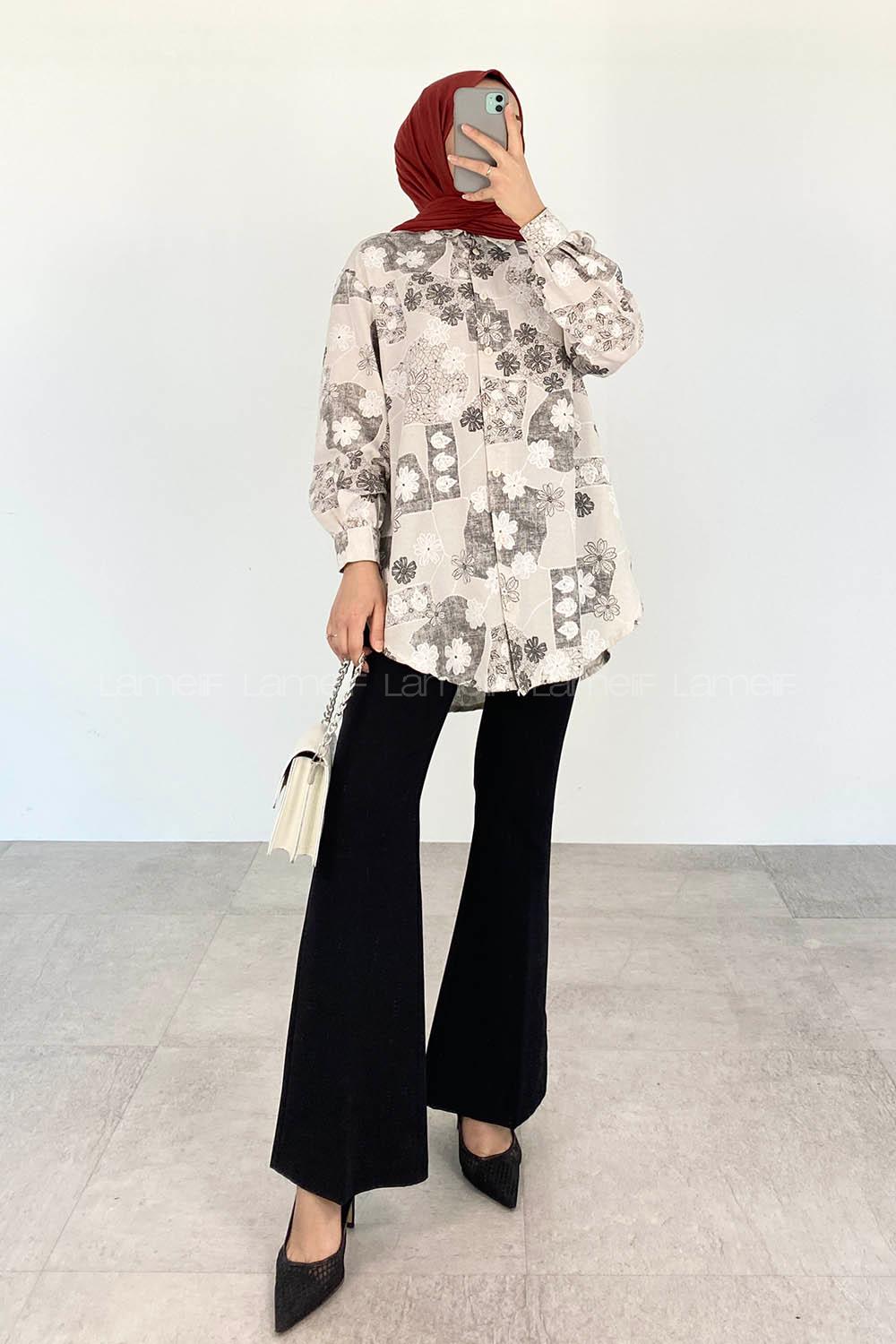 Sophisticated Gray Shirt Collar Long Arm Viscose Fabric Printed Shirt