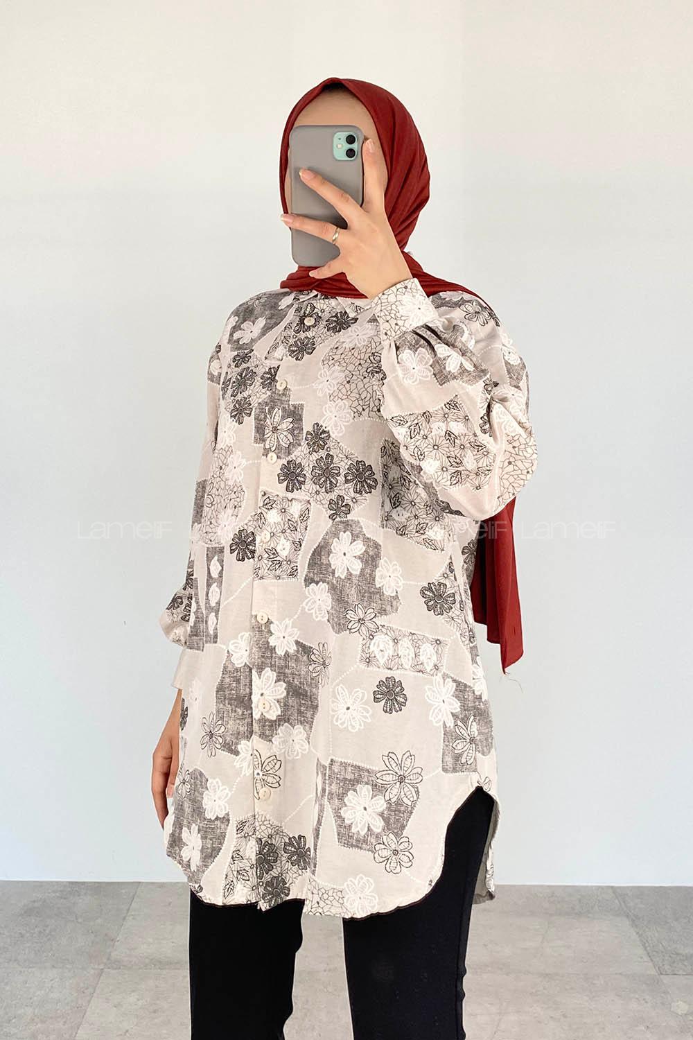 Sophisticated Gray Shirt Collar Long Arm Viscose Fabric Printed Shirt
