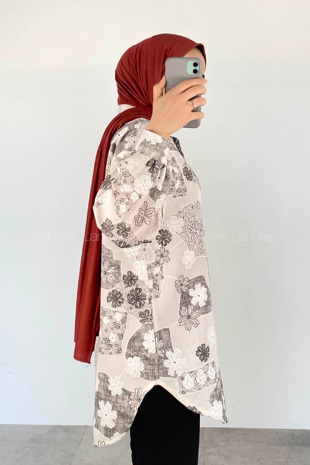 Sophisticated Gray Shirt Collar Long Arm Viscose Fabric Printed Shirt