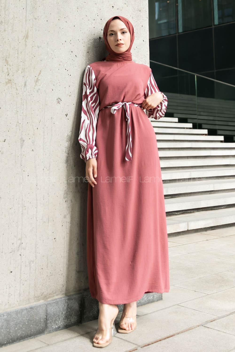 Rose-1 Crew Neck Ayrobin Printed Dresess