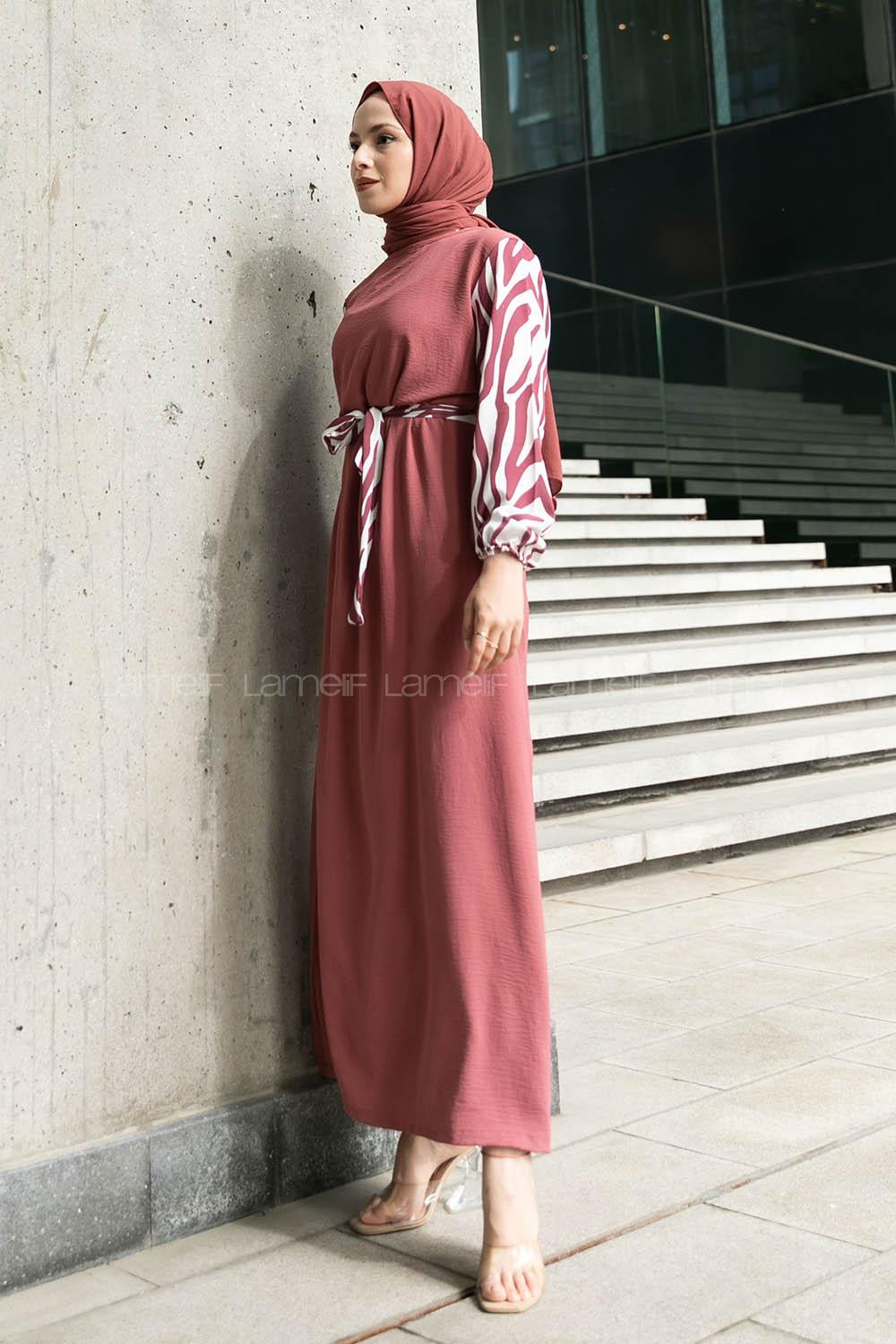 Rose-1 Crew Neck Ayrobin Printed Dresess