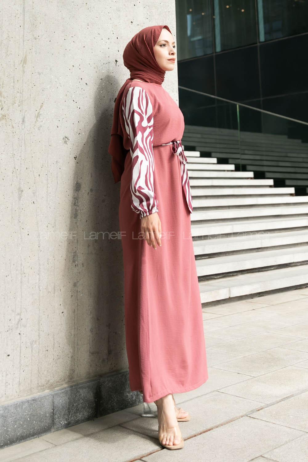 Rose-1 Crew Neck Ayrobin Printed Dresess