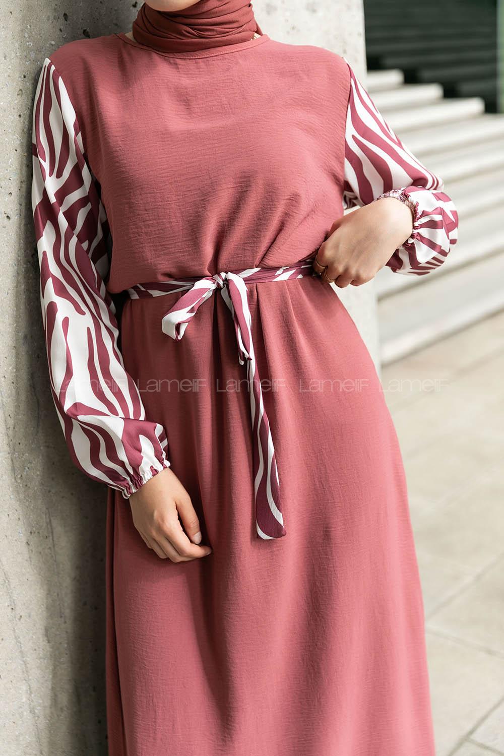 Rose-1 Crew Neck Ayrobin Printed Dresess