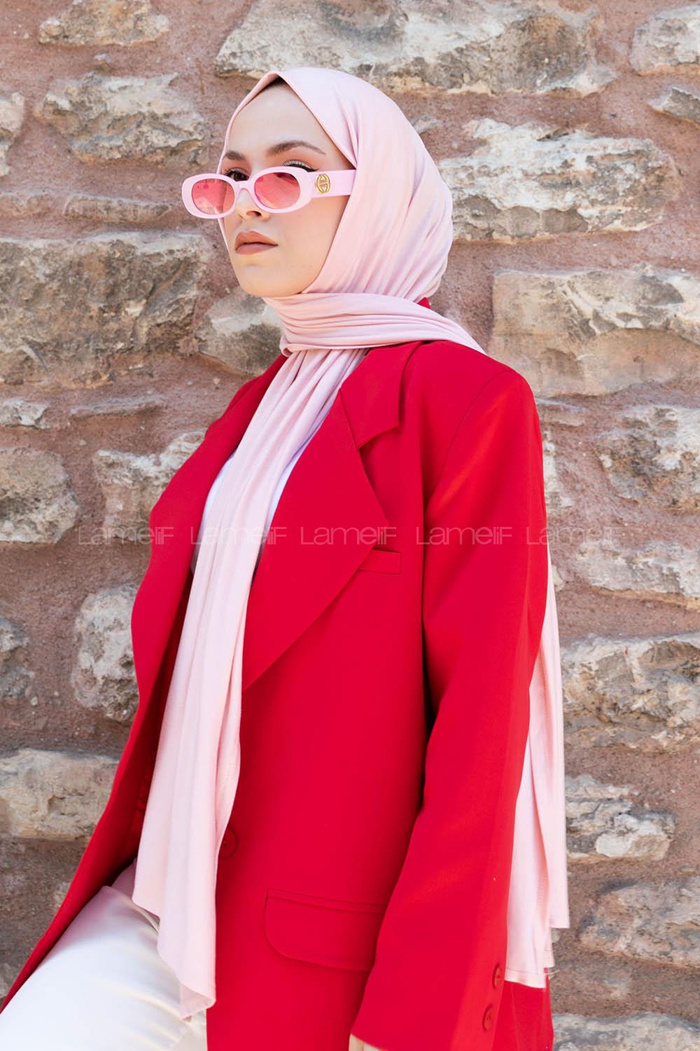 Light Powder Combed Fabric Straight Shawl