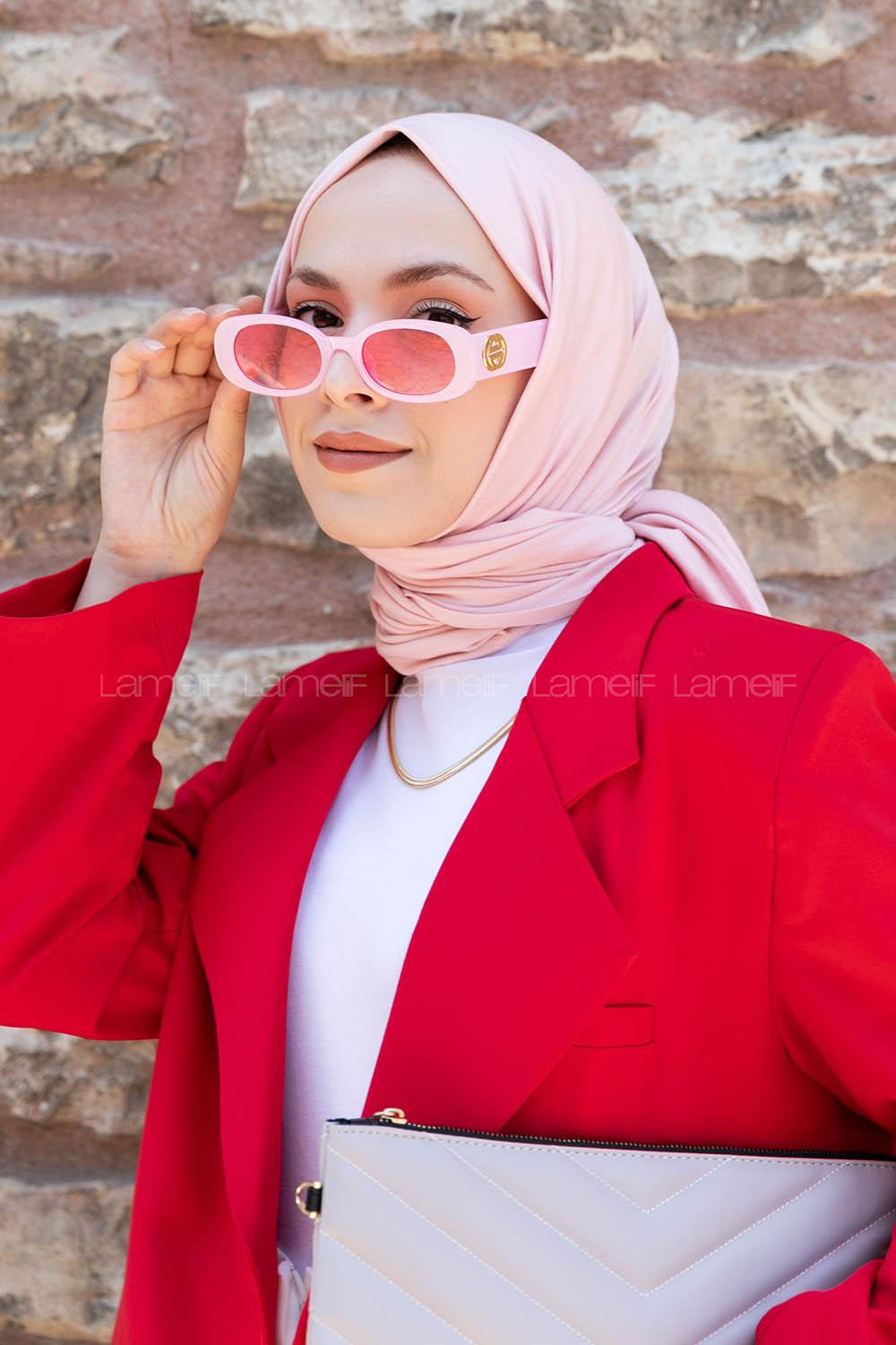 Light Powder Combed Fabric Straight Shawl