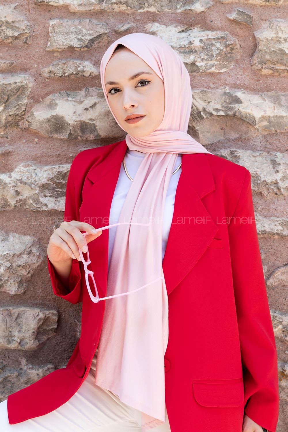 Light Powder Combed Fabric Straight Shawl