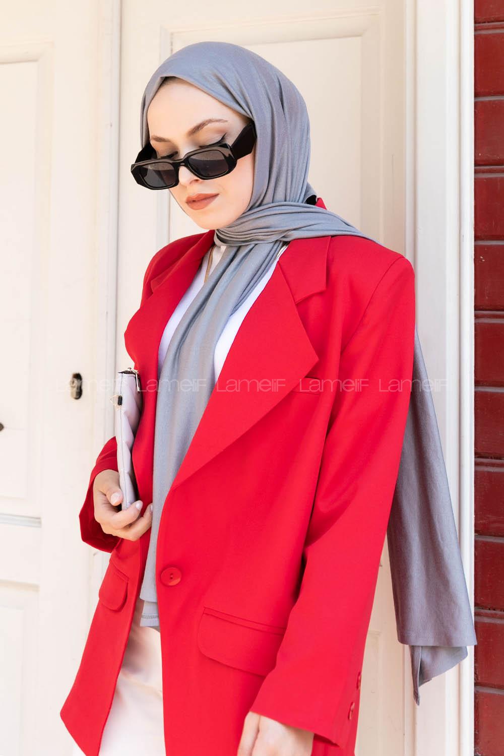 Gray Combed Fabric Straight Shawl