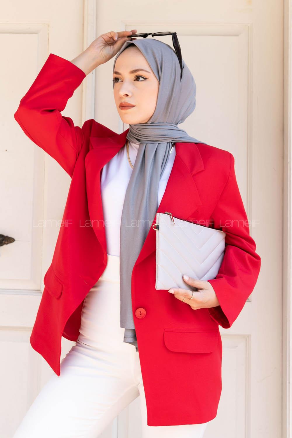 Gray Combed Fabric Straight Shawl