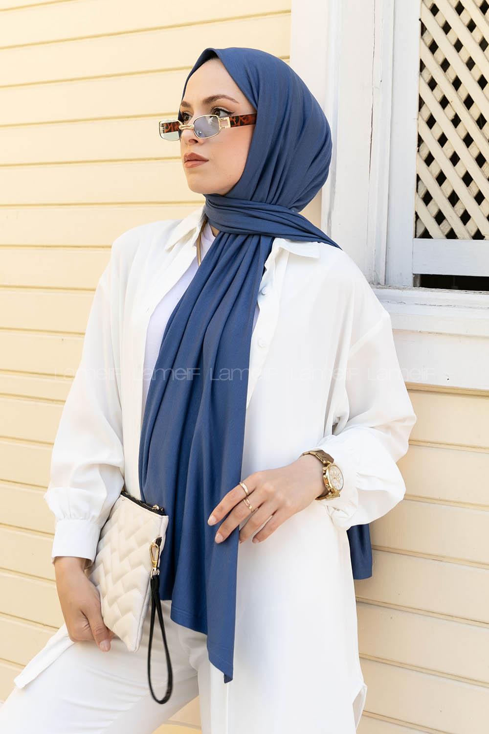 Indigo Combed Fabric Straight Shawl