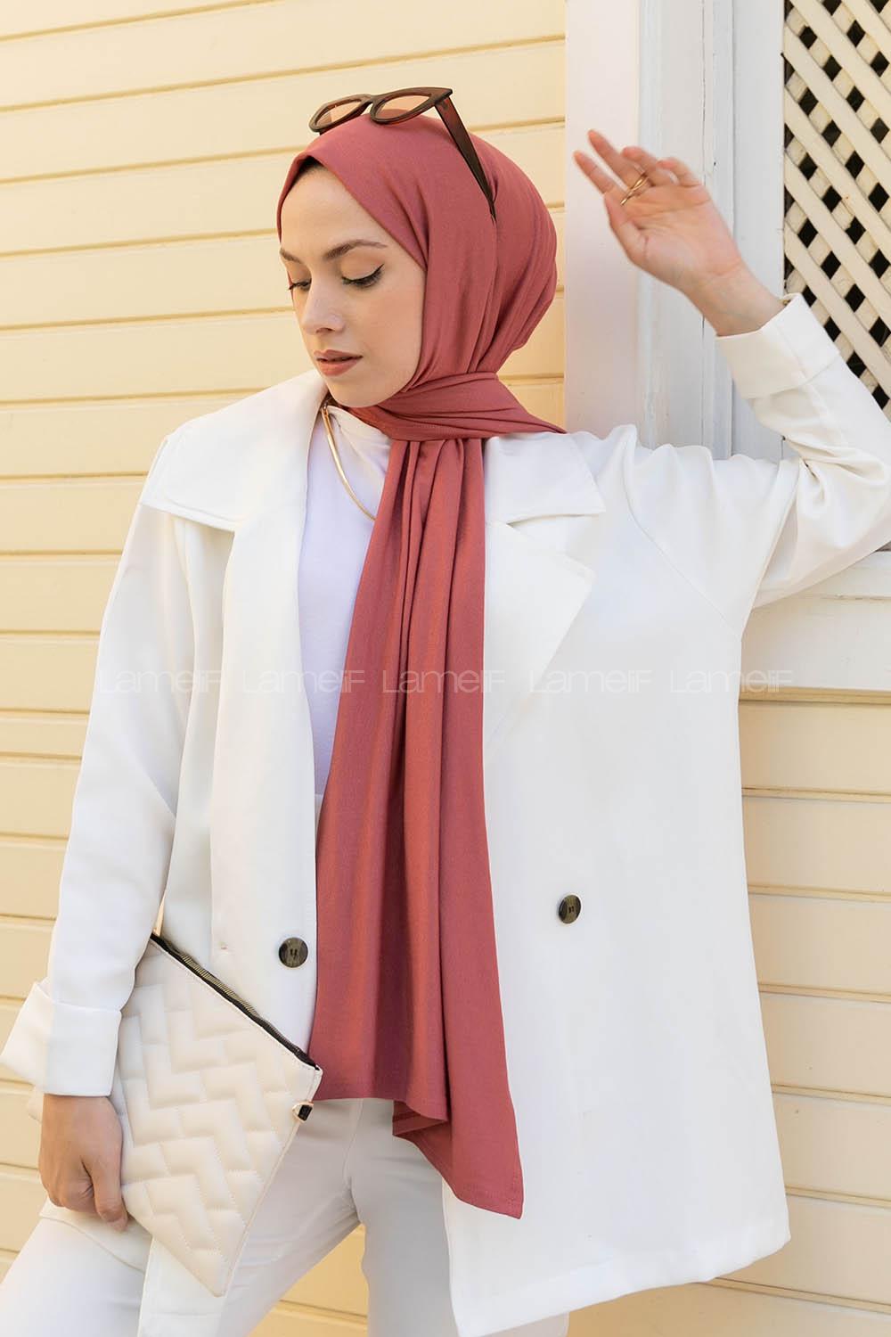 Dark Pink Combed Fabric Straight Shawl