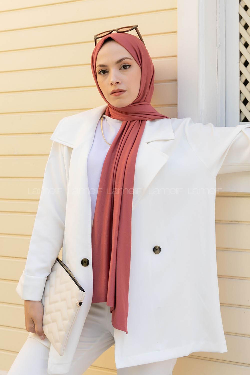 Dark Pink Combed Fabric Straight Shawl