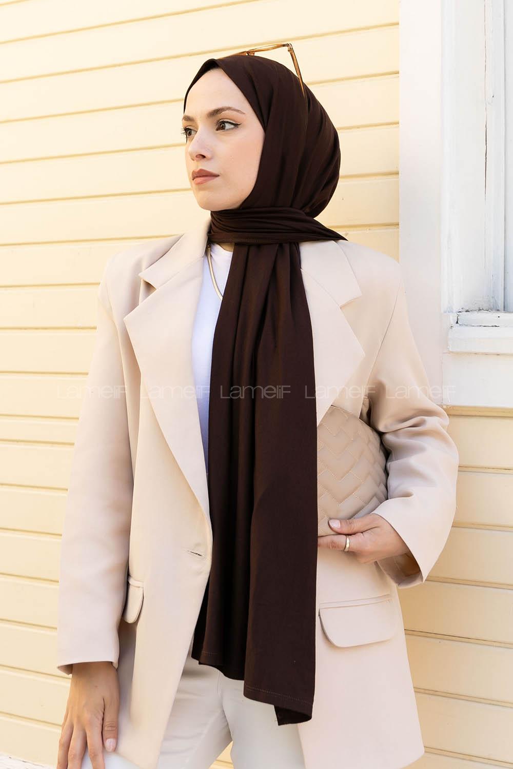 Bitter Brown Combed Fabric Straight Shawl