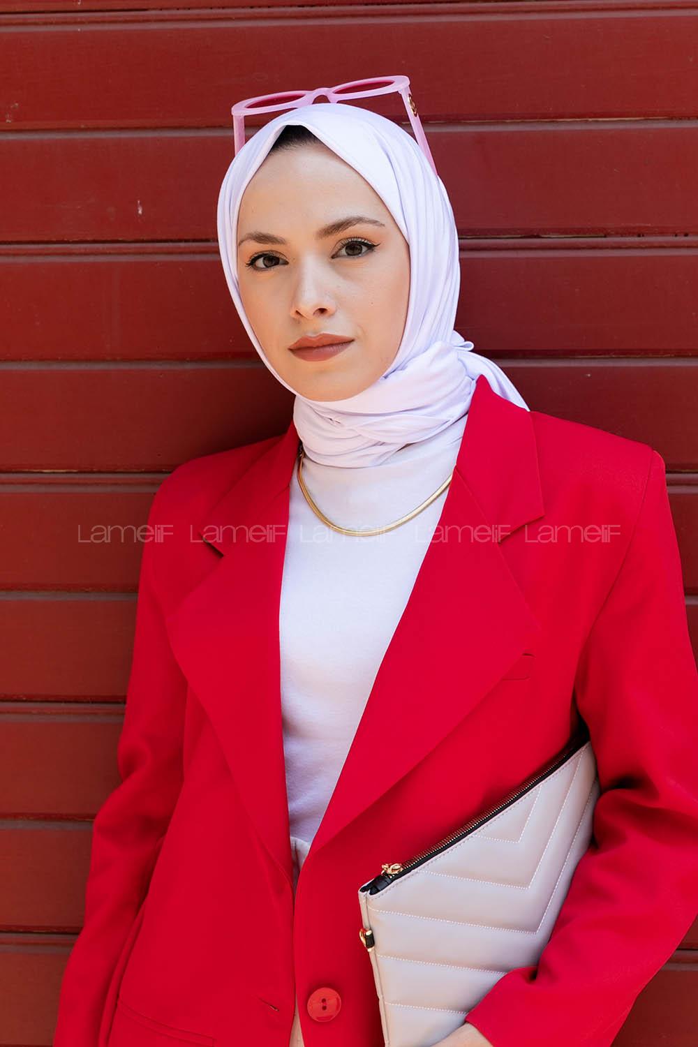 White Combed Fabric Straight Shawl