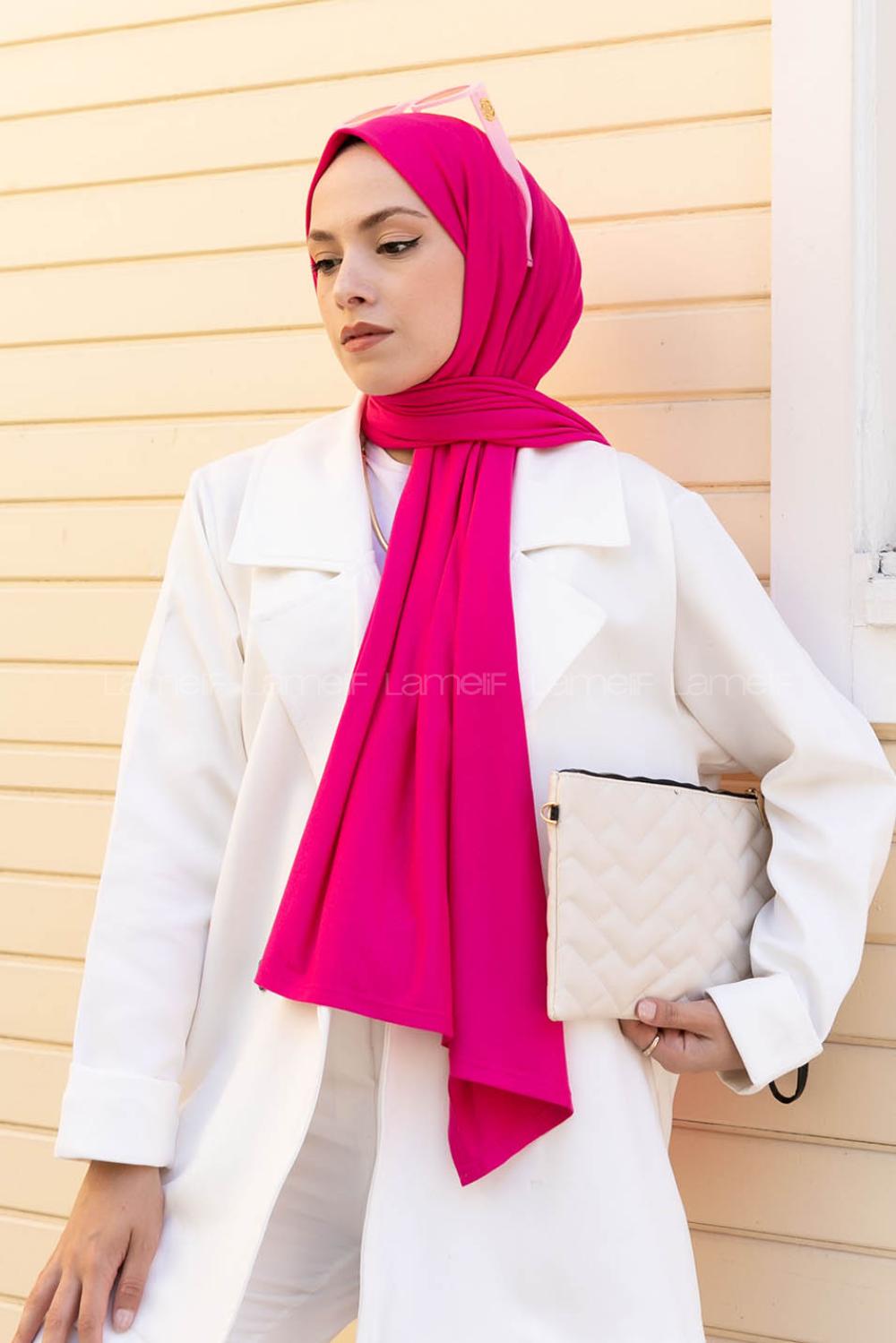 Fuchsia Combed Fabric Straight Shawl