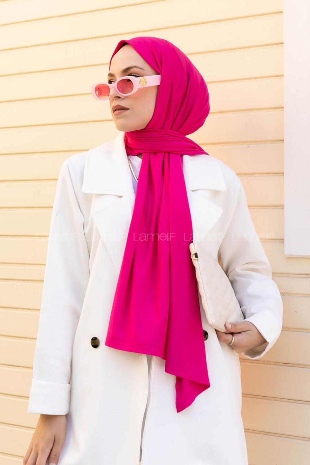 Fuchsia Combed Fabric Straight Shawl