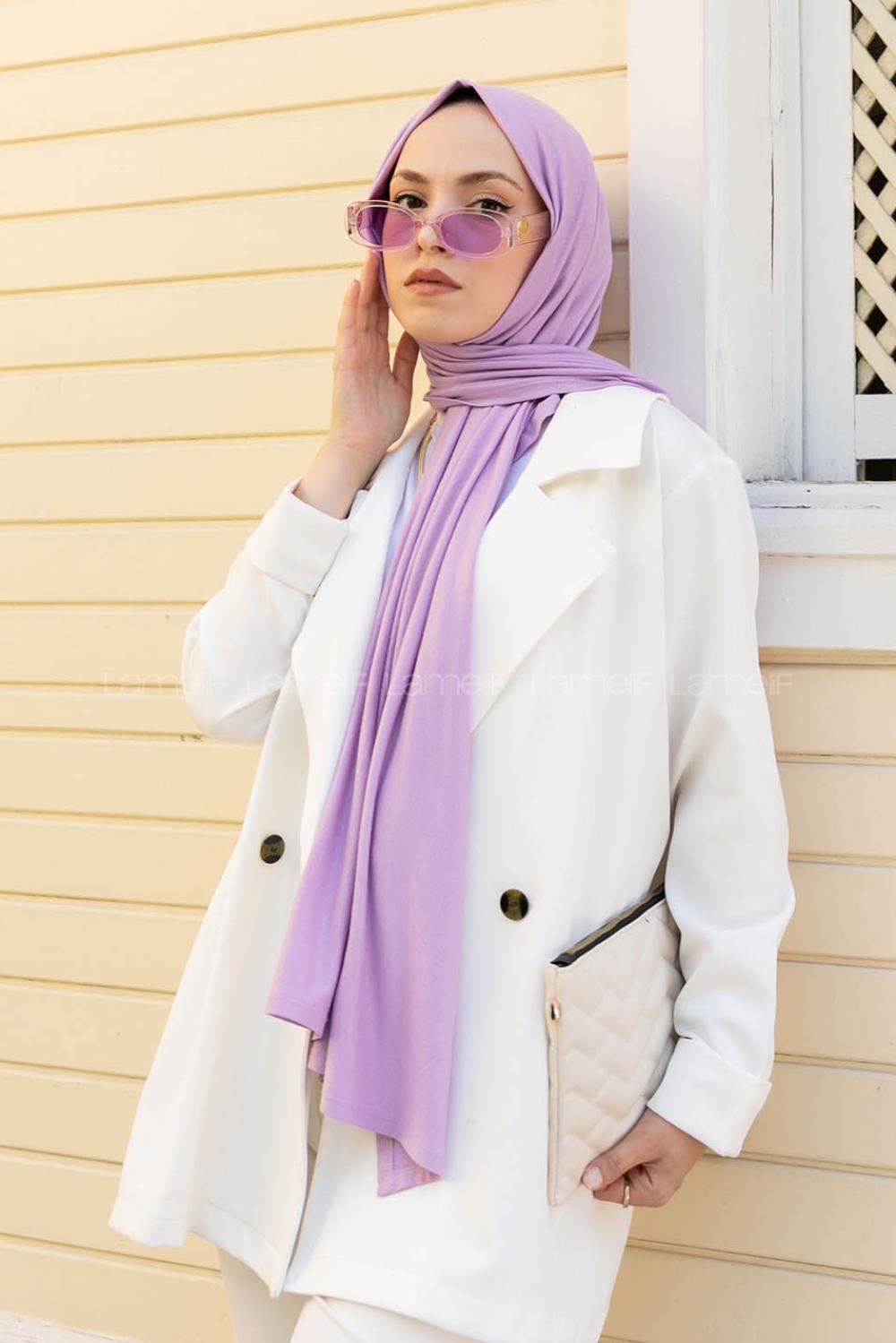 Lilac Combed Fabric Straight Shawl