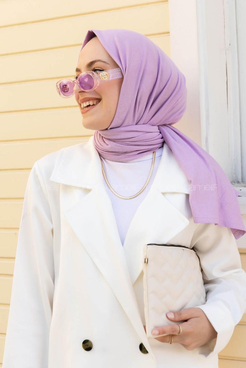 Lilac Combed Fabric Straight Shawl