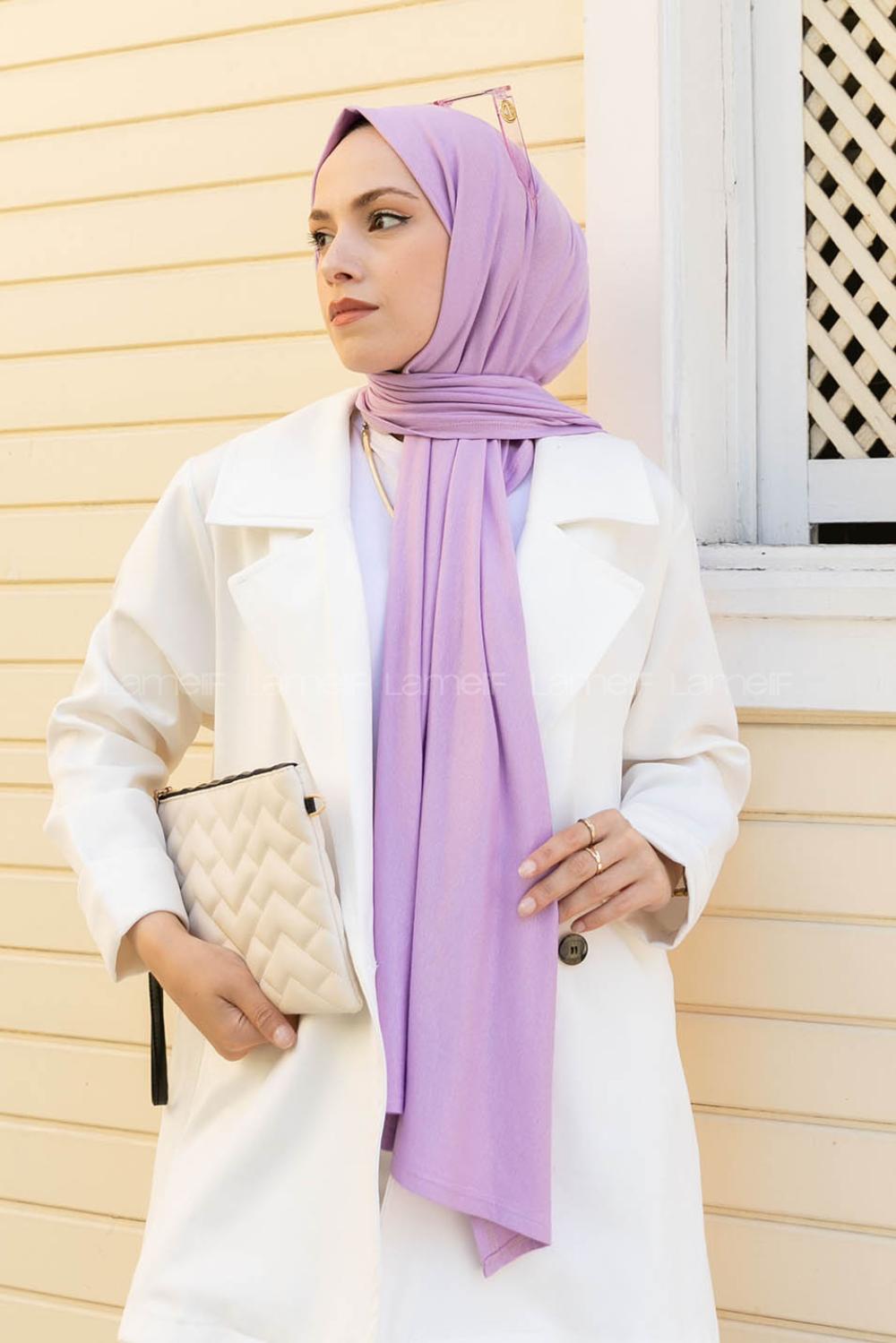 Lilac Combed Fabric Straight Shawl
