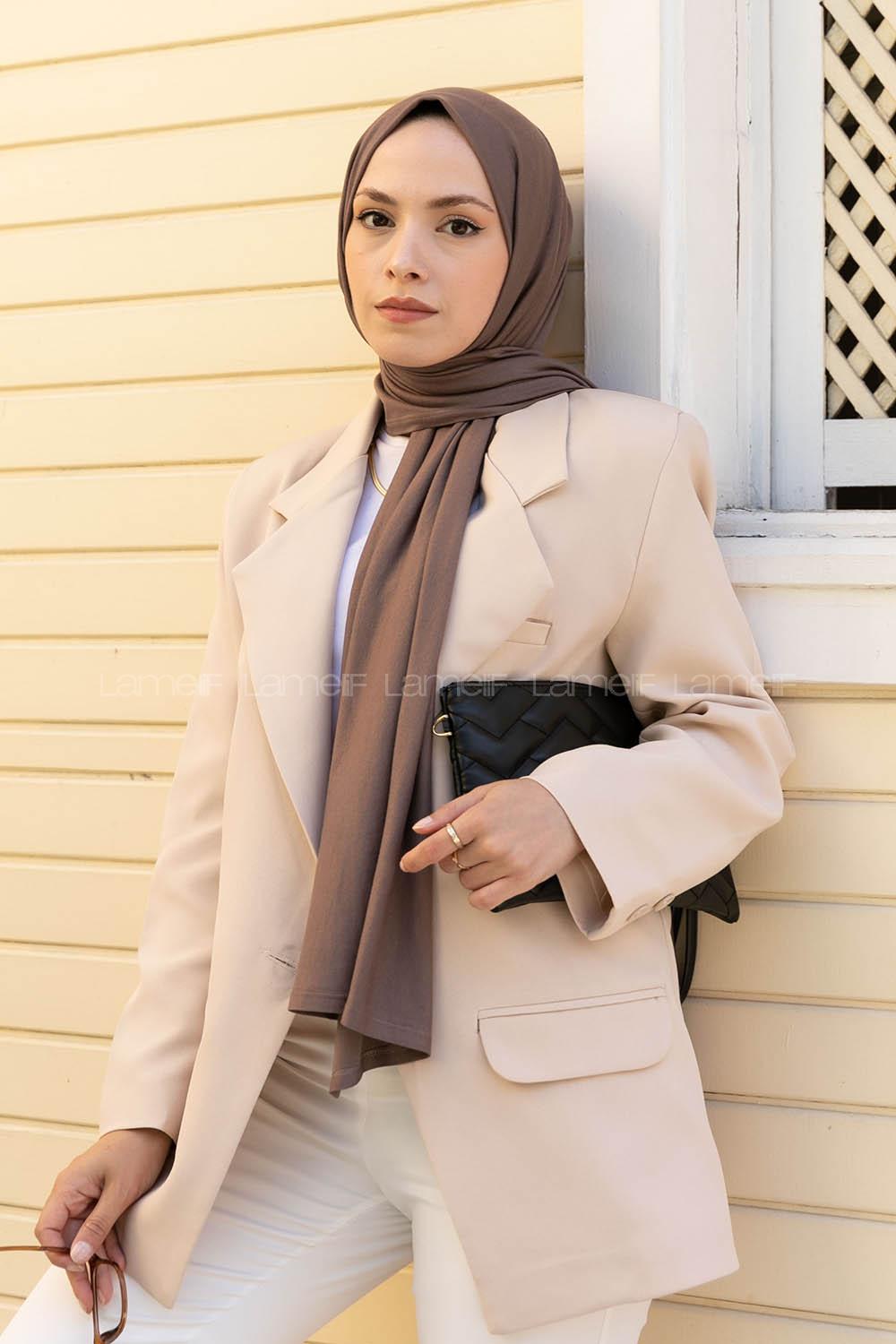 Soft Brown Combed Fabric Straight Shawl