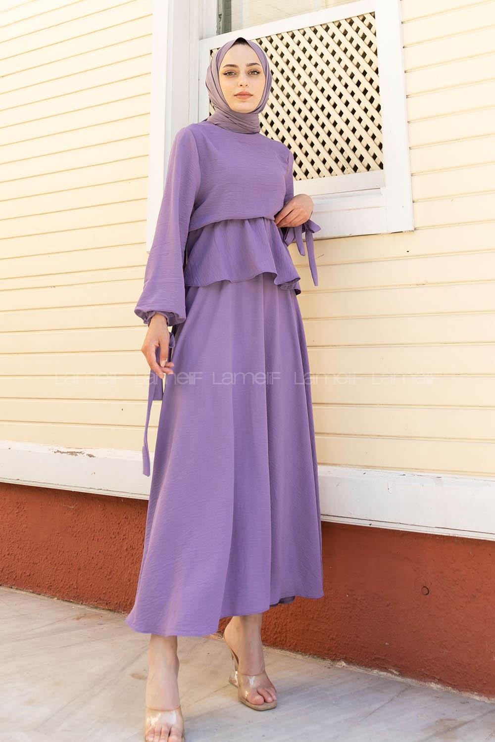 Lilac Crew Neck Long Arm Without Accessories Ayrobin Flare Suit