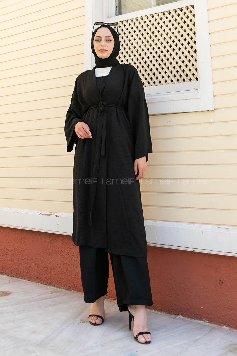 Black Normal Neck Bat Sleeve Arm Belted Ayrobin Regular Trousers Comfortable Suit