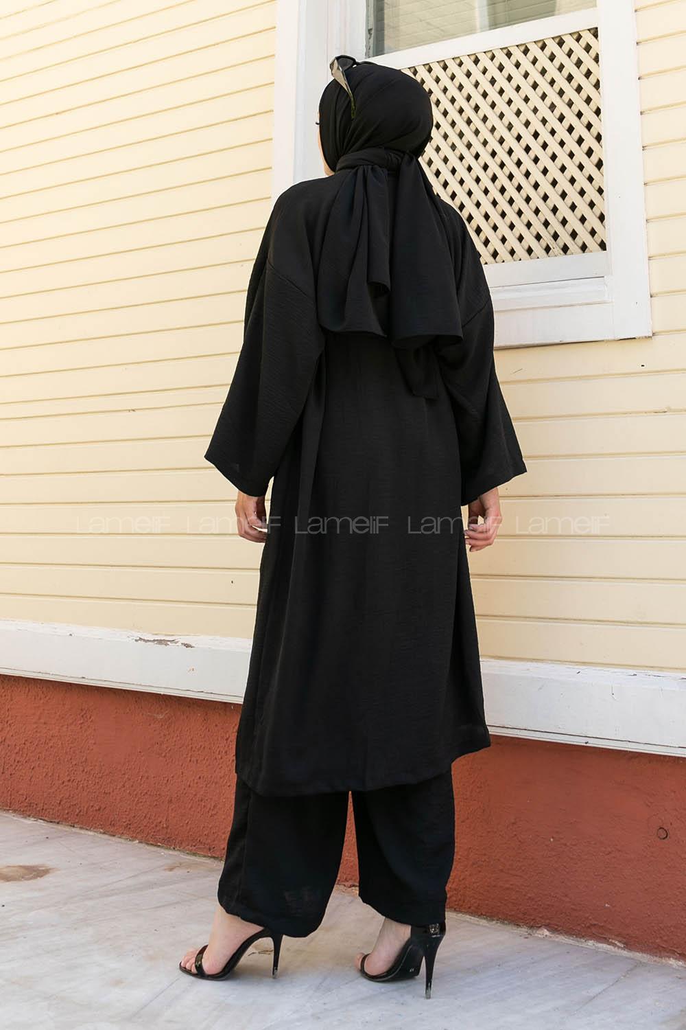 Black Normal Neck Bat Sleeve Arm Belted Ayrobin Regular Trousers Comfortable Suit